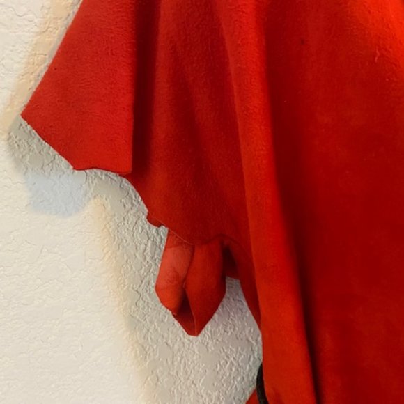 Designer Sample 3pc RED Suede LEATHER Ragged Edge TOP SKIRT &BLACK Snake BELT ~M - Picture 5 of 14